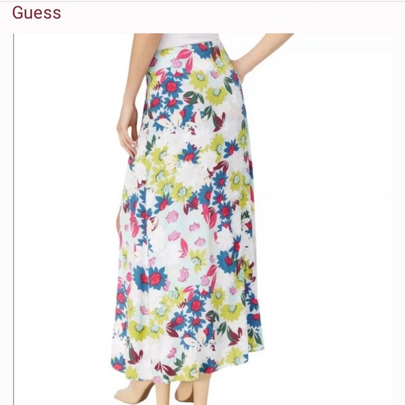 NWT Guess Kloey Double Slit Floral Maxi Skirt. Size 8. Poppy Jungle Grey. - Picture 2 of 9